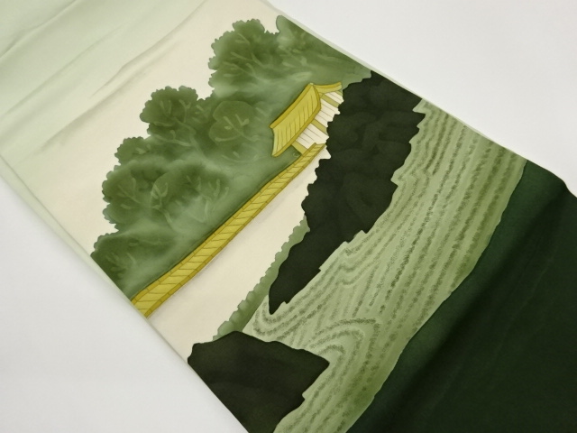 JAPANESE NAGOYA OBI / SHIOZE / HAND PAINTED / ZEN GARDEN